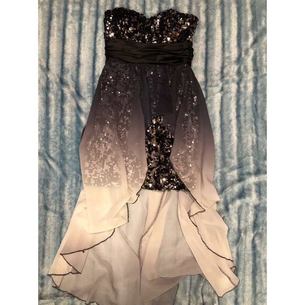 Sequin High Low Strapless Dress
